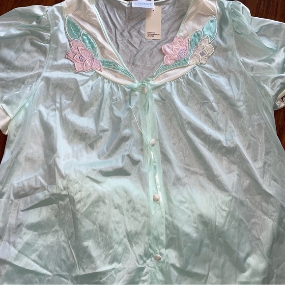 NWT Vintage Lorraine Pajamas Pants Set Teal Green Nylon Medium - Picture 3 of 6